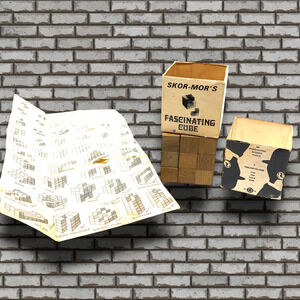 Vintage 1970's Fascinating Cube Wooden Block Puzzle Game Skor-Mor Original Box